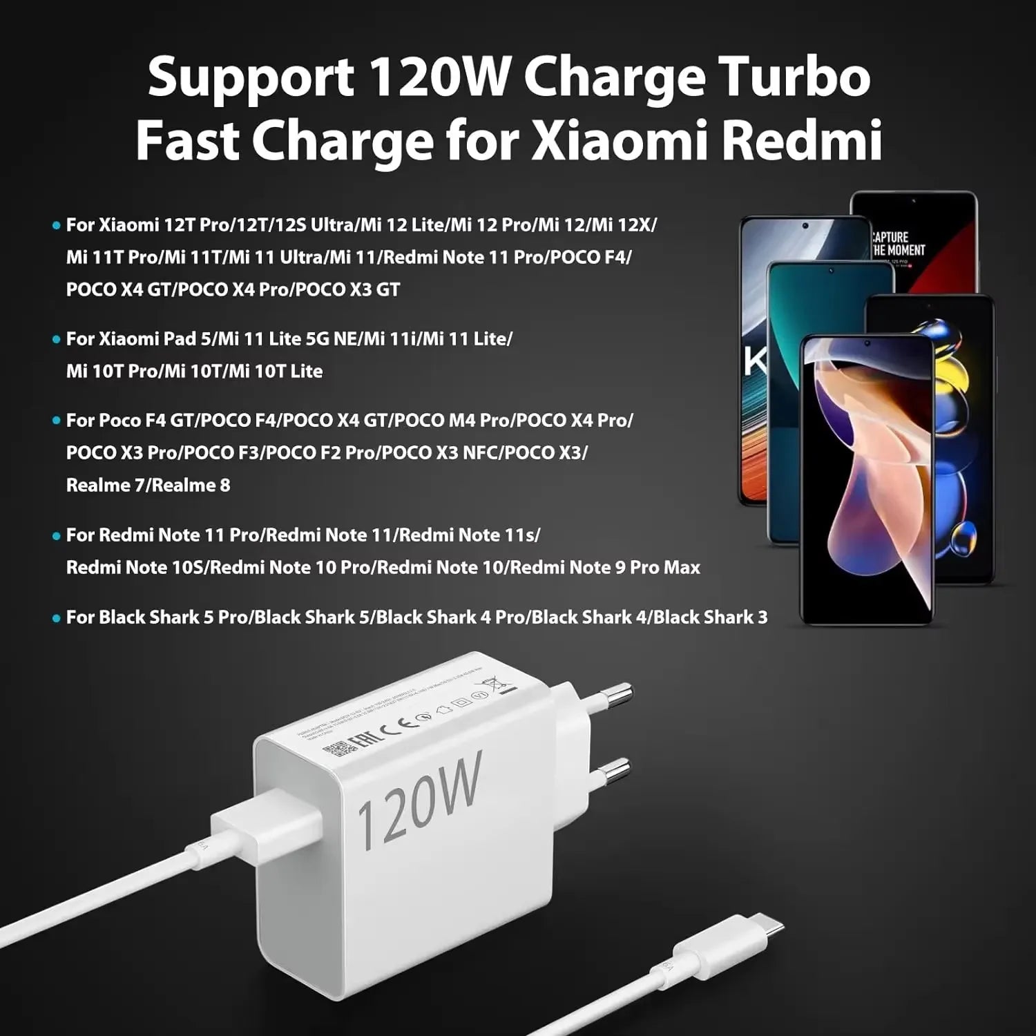 120W Super Fast USB-C Charger with Cable